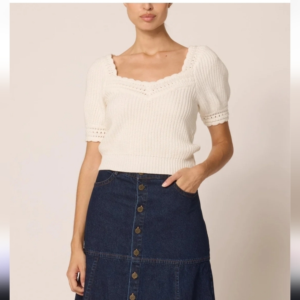 NWT! Cleobella, Rowan Sweater Top, Ivory, MSRP $198.00